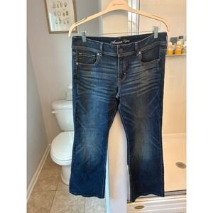 American Eagle Original Boot Womens Jeans Short Bootcut Stretch Dark Wash